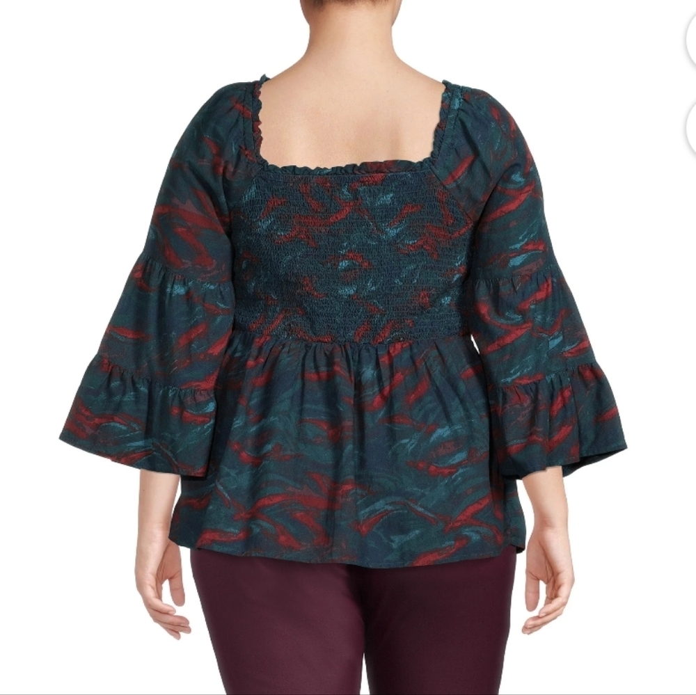 NWT Terra & Sky women's smock top, flared sleeves, cotton, plus sz 1X. - Picture 6 of 16